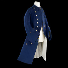 New Naval Lieutenant 1748-58 Navy Blue Wool Military Frock Coat Quick Shipping picture