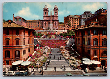 Vintage Postcard Rome RomaItaly Italia Spain Square Trinita dei Monti picture
