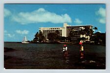 Big Island HI, Naniloa Surf Hotel, Hilo Bay, Fishing, Hawaii Vintage Postcard picture