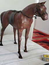 Antique Vintage Equestrian Leather Horse Large Figurine Statue. . Beautiful  picture