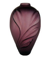 Vintage Handmade MCM ￼Floral Blown Glass Vase ￼ Frosted Plum Purple ￼Calla Lily picture