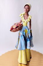 Vtg Jamaican Handmade Art Sculpture Woman Fruit Bowl Glazed Red Clay Figurine  picture