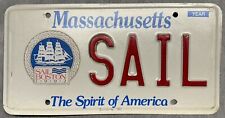 1992 Massachusetts MA Sail Boston Tall Ships Vanity License Plate # SAIL picture