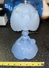 VINTAGE BUDOIR LAMP HEAVY BLUE GLASS SOUTHERN BELL GORGEOUS  Scarce Example picture