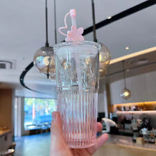 Starbucks China 2023 Aurora Dazzle Gradient Pink 550ml Glass Straw Cup Tumbler picture
