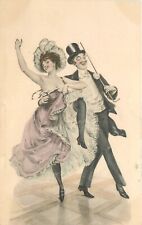 Postcard C-1905 Happy Dancing couple fashion boudoir hand colored 23-6194 picture