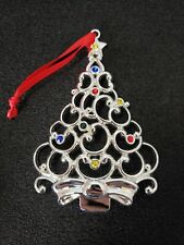 LENOX SPARKLE AND SCROLL MULTI CRYSTAL SILVERPLATE TREE ORNAMENT #851325 picture