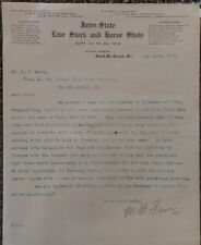 Original livestock commission letter inter-state livestock & horse show 1909 picture