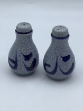 Vintage Blue and Gray Ceramic Salt and Pepper Shaker Set picture