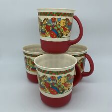 Vintage 4 Packerware Christmas Cups Mugs Removable Handle Plastic Kids Cups 1980 picture