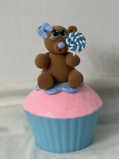 Fake Bake Handmade Faux Food Lollipop Teddy Bear Blue Cupcake Dessert Display picture