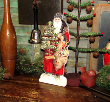Primitive Belsnickel Red St Nick Santa Claus Dummy Board Sign Vtg Christmas Tree picture