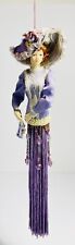 Vtg Victorian Lady Tessellated Doll Ornament Hat Purse Purple 11.5” Collectible picture