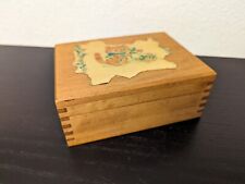 Vtg Wooden Trinket Storage Hinged Small Box Lined 4.25