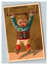 Vintage 1880's Victorian Trade Card Kazine Washing Powder - Boy on Trapeze  picture