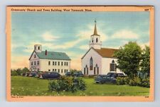 West Yarmouth MA-Massachusetts, Community Church, Vintage c1954 Postcard picture