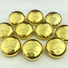 10 PRADA LOGO BUTTONS ROUND GOLD METAL 27MM VINTAGE picture