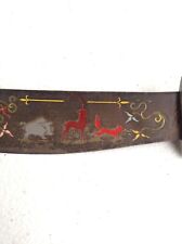 UNIQUE English? STAG DEER Bowie KNIFE BONE  BOAR FOX HUNTING SCENE MARKED  picture