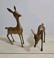 Vintage Set Of 2 Solid Brass Deer 9
