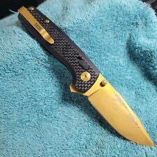 SOG Terminus XR LTE Carbon Fiber CRYO CPM-S35VN Knife, Gold Tone, With Clip,USED picture