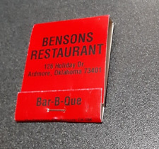 Vintage BENSON'S RESTAURANT Matchbook - Very Good Condition - Ardmore, Oklahoma picture