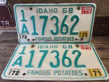 VINTAGE 1968- 72 IDAHO SET PAIR OF LICENSE PLATES 1A 17362 - Ada County picture