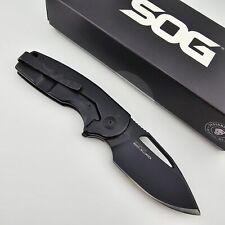 SOG Stout FLK Folding Knife Black Cryo D2 Blade Black G10 Handles 14-03-02-57 picture