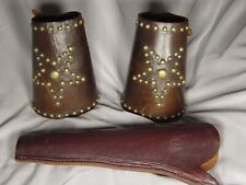 TEXAS STAR ANTIQUE MENS STUDDED COWBOY CUFFS AND HOLSTER picture