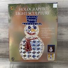 Vintage Holiday Holographic Light Sculpture Snowman Christmas 17.5” X 10.5” picture