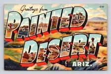 Greetings From Painted Desert Arizona Large Letter Linen Postcard picture