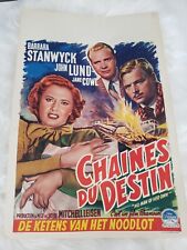 Poster Belgian Chains Of Fate No Man Of Her Own Barbara Stanwyck John Lund '50 picture