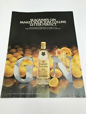 Seagrams Extra Dry Gin Alcohol Martini Tom Collins Vintage Print Ad 1982 picture