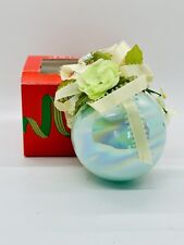 Vintage Silvestri Green Glass Floral Christmas Ornament In Original Box picture