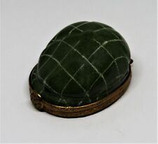 LIMOGES FRANCE BOX~ GREEN PLAID GOLFER'S  CAP ~HAT~ GOLF BALL CLASP ~ PEINT MAIN picture
