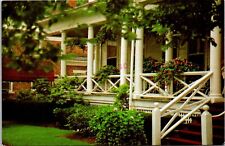 Close View Gracious Gorgeous Front Porch Country Flowers Greenery Postcard Note picture