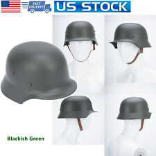 M35 Steel Helmet W/ Leather Liner WWII German Elite Wh Army Masquerade Green picture