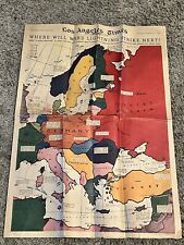 RARE WWII 1940 LOS ANGELES TIMES FULL-COLOR FRONT PAGE EUROPE MAP GERMANY ATTACK picture