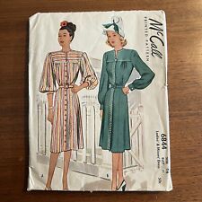 1940s McCall Women's Dress Pattern 6844 Size 14 - 32