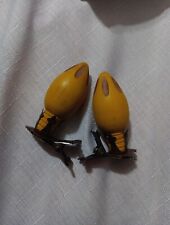 VINTAGE RARE HTF Christmas Tree Light Ornament YELLOW METAL CLIPS  picture