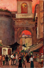 c1910 Crowd Scene, Porto Capuana Naples, Italy Oilette Tuck Art Postcard  [eh] picture