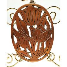 Vintage ODI Copper Tulips Trivet Oval Footed Hot Plate Pad Wall Decor ‘97 picture