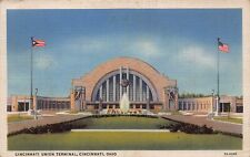 Cincinnati OH Ohio Union Terminal Railroad Train Station Depot Vtg Postcard T3 picture