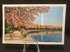 c1920s Beautiful Japanese Cherry Blossoms Washington DC Vintage Postcard C8 picture