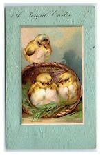Postcard A Joyful Easter chicks basket embossed 1907 M47 picture