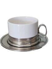 Arte Italica TUSCAN Pewter Ceramic Coffee or Cappuccino Cup & Saucer  picture