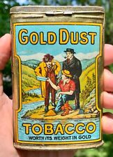 ULTRA RARE 1910's GOLD DUST CURVED POCKET TOBACCO TIN CAN SIGN CANADA MINING picture
