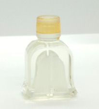 Vintage Mini Perfume Bottle Bell Shaped Etched Glass Art Deco Flat Stopper picture