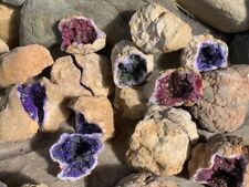 Purple Gold Geode Pair Dyed Cracked Open Crystal Geode Quartz | Choose Color picture