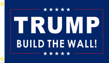 TRUMP BUILD THE WALL 2024 FLAG BANNER BLUE US GOP 3'X5' ® 100D USA PRESIDENT picture