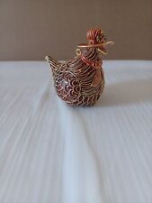 Vtg 2002 NYCO Hand Made Enamel Inlay Limited Edition Hen Bird Red Hat Figurine . picture
